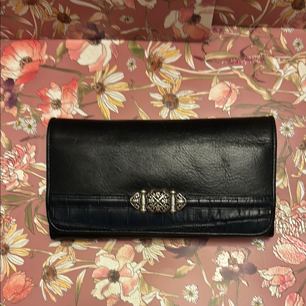Brighton Black Leather Wallet / Crossbody ( missing chain )